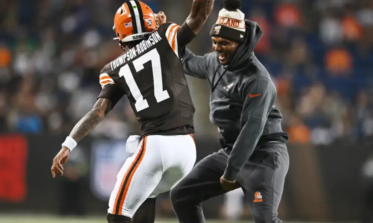 Dorian Thompson-Robinson and Deshaun Watson